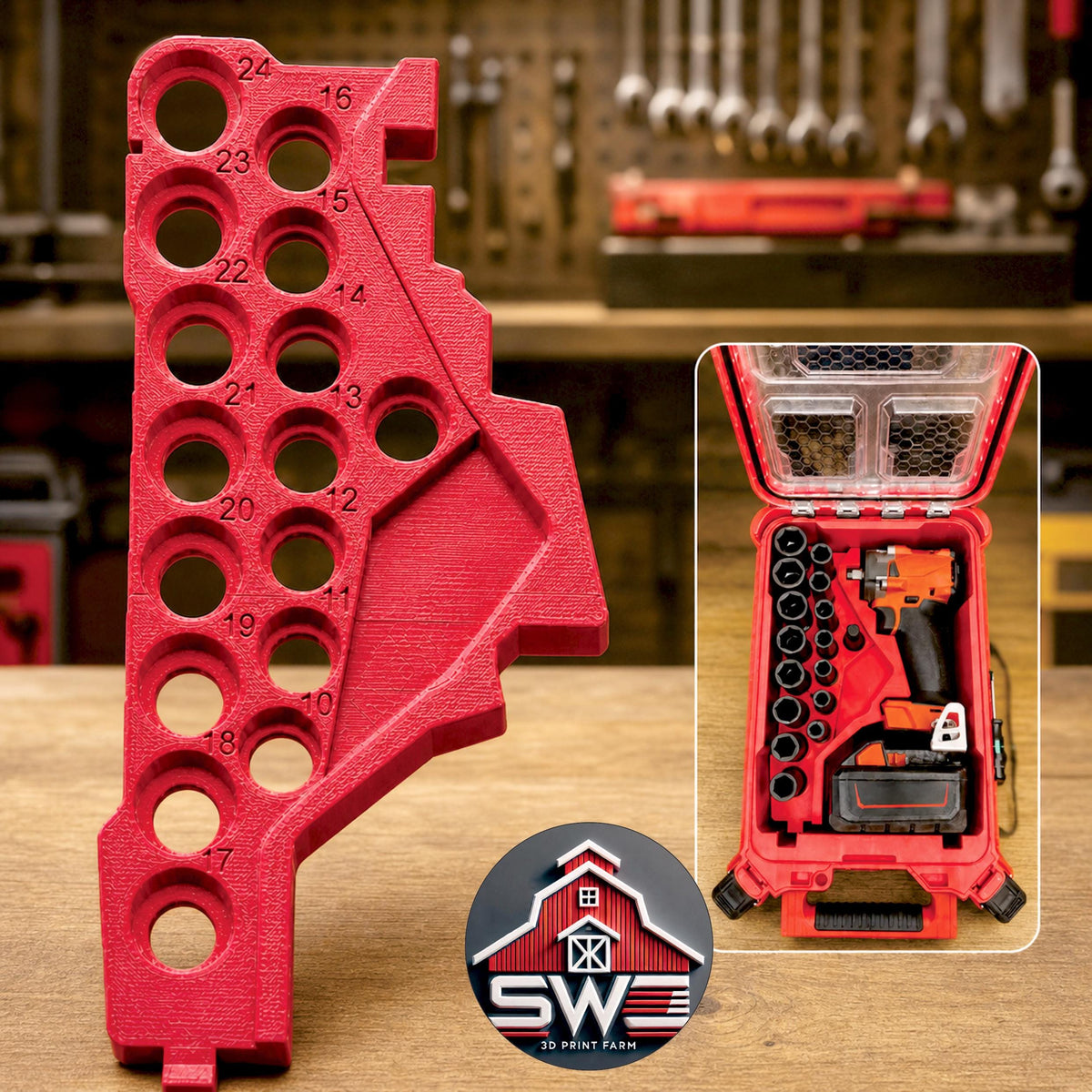 Insert Organizer Compatible with Milwaukee Packout 8435 for M18 Impact Wrench and 1/2 in 16PC Socket Set