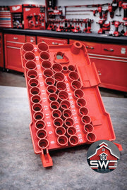 Insert Organizer Compatible with Milwaukee Packout 48-22-8435 for M12 Ratchet, 43PC 3/8 Impact Socket Set and Batteries
