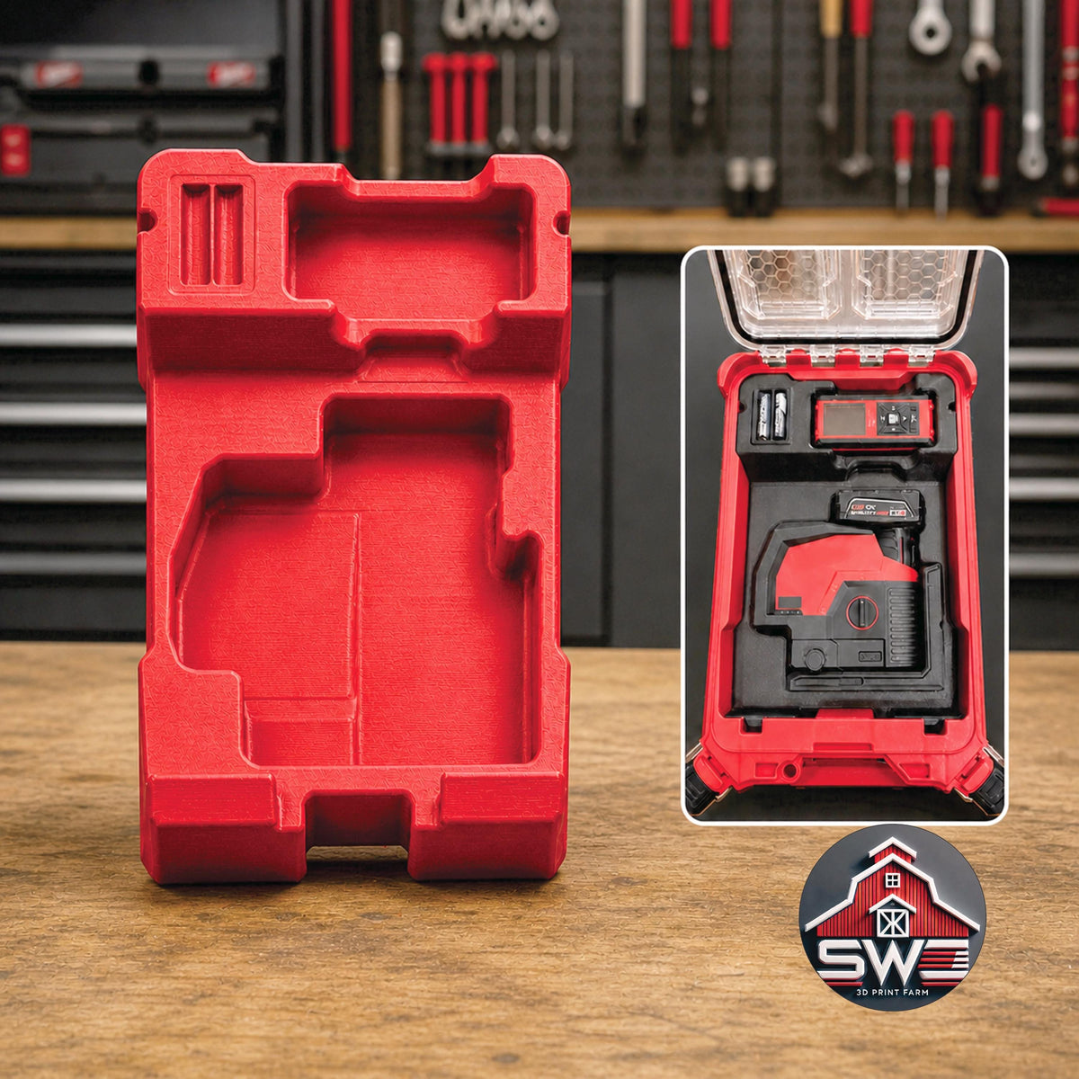 Packout Laser Insert Organizer Compatible with Milwaukee 48-22-8435 for Laser Line 3622-20 and Laser Distance Meter 48-22-9803