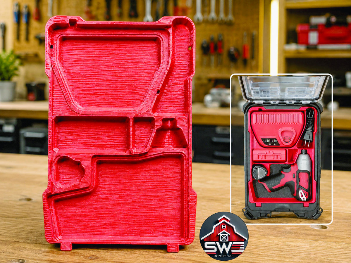 Insert Organizer Compatible with Milwaukee Packout 8435 for M12 Impact Driver, Charger, Batteries and Hex Bit Case