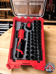 Insert Organizer Compatible with Milwaukee Packout 8435 for M12 Ratchet 2457-20 and 43PC 3/8 Impact Socket Set