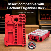 Insert Organizer Compatible with Milwaukee Packout 8435 for M12 Ratchet 2457-20 and 43PC 3/8 Impact Socket Set