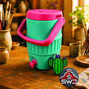 12oz Can Cooler with Straw Lid, Handle & Cactus Can Opener Charm
