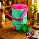 12oz Can Cooler with Straw Lid, Handle & Cactus Can Opener Charm