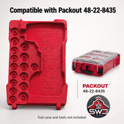 Insert Organizer Compatible with Milwaukee Packout 8435 for M18 FUEL Mid-Torque Impact Wrench 2962-20 | 1/2 in Impact Sockets