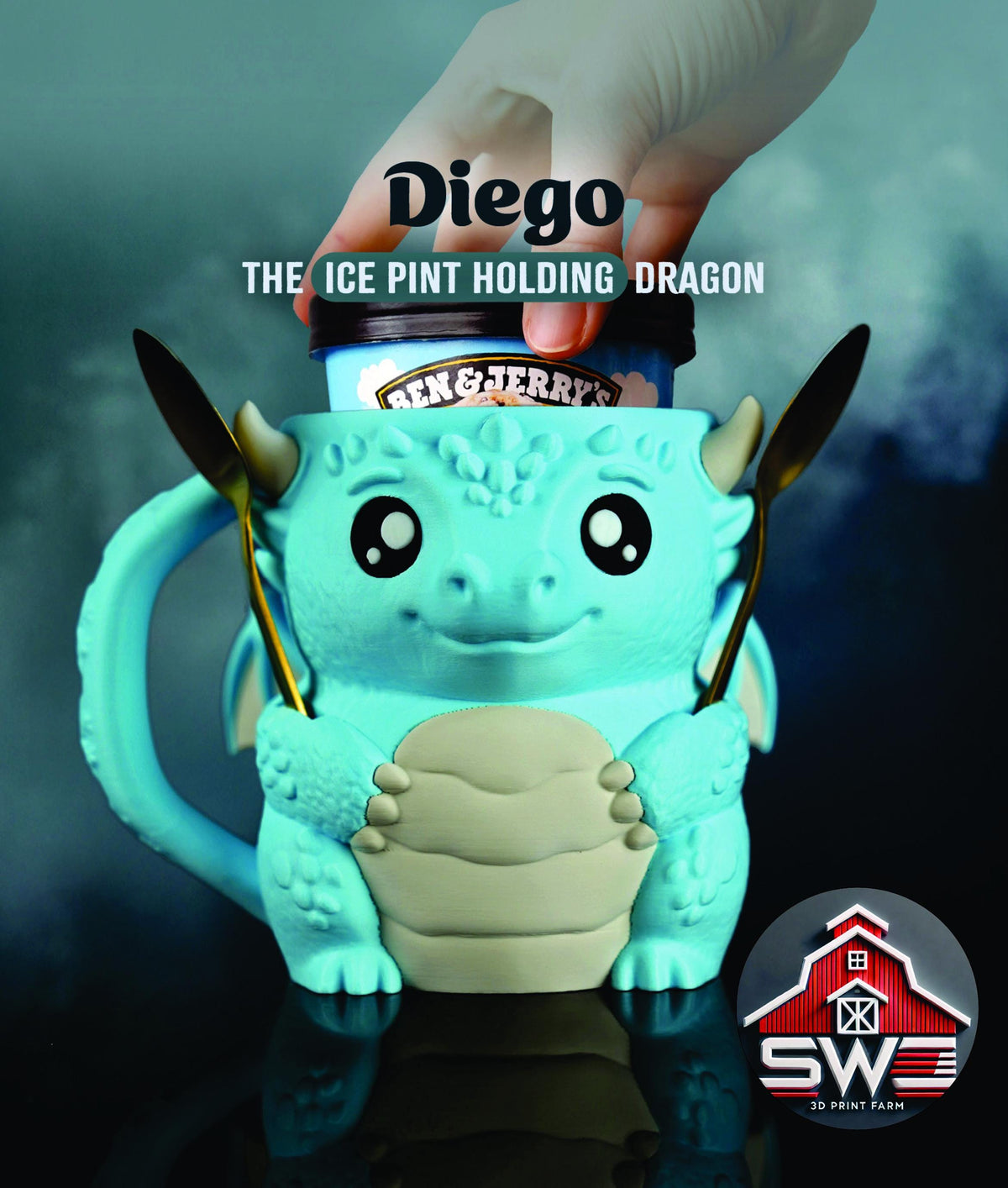 Diego the Dragon Ice Cream Pint Holder