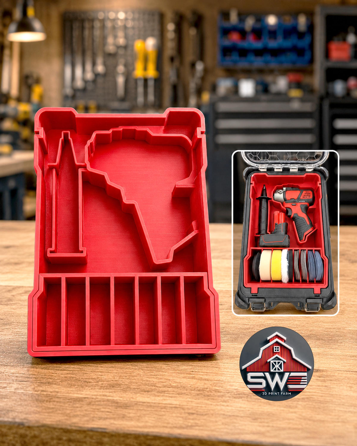 M12 Polisher Sander 2438-20 & Polishing Pad Insert Organizer for Milwaukee Packout 48-22-8435