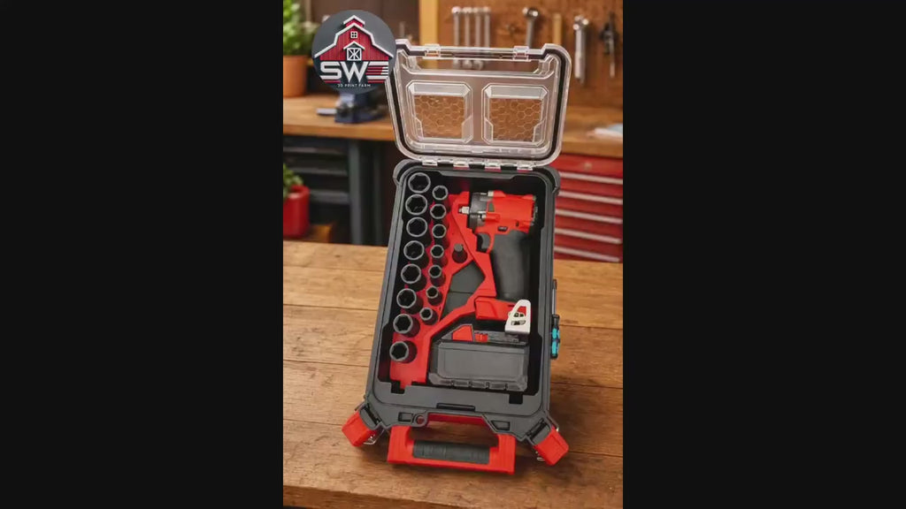 Insert Organizer Compatible with Milwaukee Packout 48-22-8435 for M18 FIW2F12-0 Impact Wrench and 1/2 in 16PC Socket Set