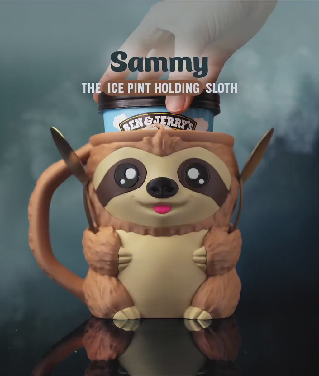 Sammy the Sloth - Ice Cream Pint Holder with Secret Snack Drawer