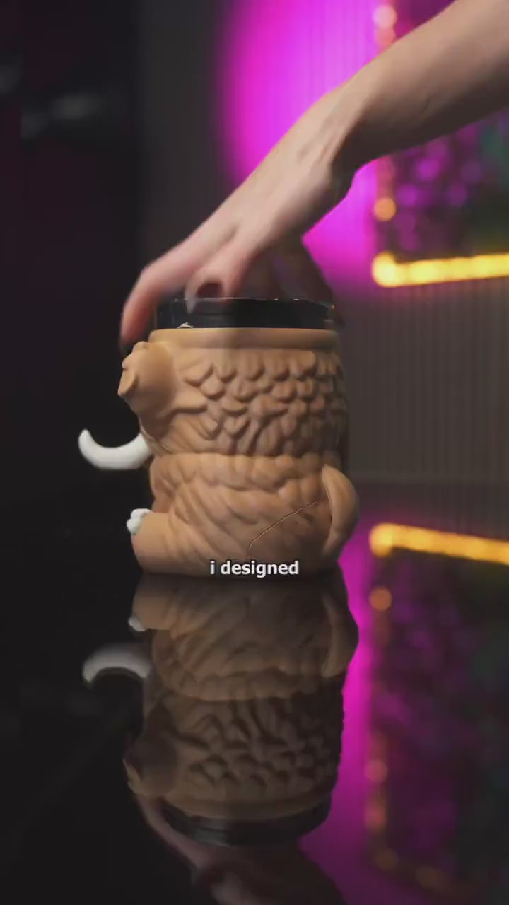 Manu the Mammoth Ice Cream Pint Holder with Spoon Slots