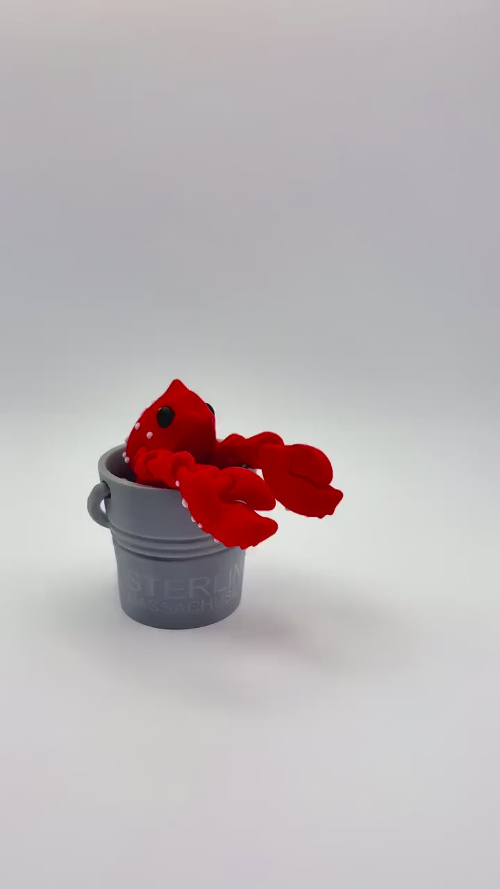 Articulated Mini Lobster + Bucket – Ocean Animal Fidget Toy for Collectors & Sea Lovers